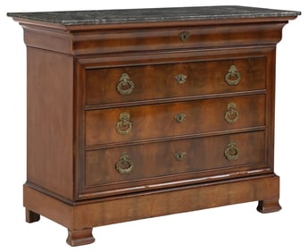 FRENCH LOUIS PHILIPPE MARBLE-TOP MAHOGANY COMMODE