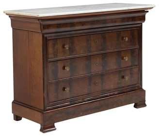 FRENCH LOUIS PHILIPPE PERIOD MARBLE-TOP MAHOGANY COMMODE