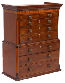 FINE MINIATURE GEORGIAN MAHOGANY CHEST OF DRAWERS, 19THC.