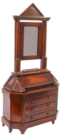MINIATURE CROSSBANDED MIRRORED BUREAU, 18THC.