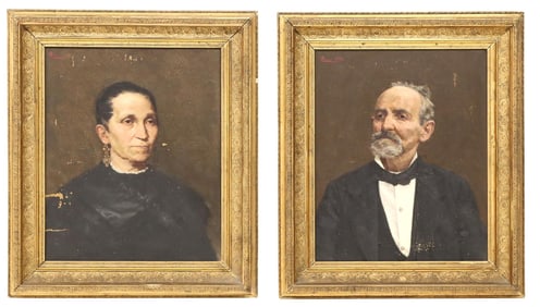 (2) LUCA SACCO (1858-1912) PORTRAITS OF A HUSBAND & WIFE, 1885