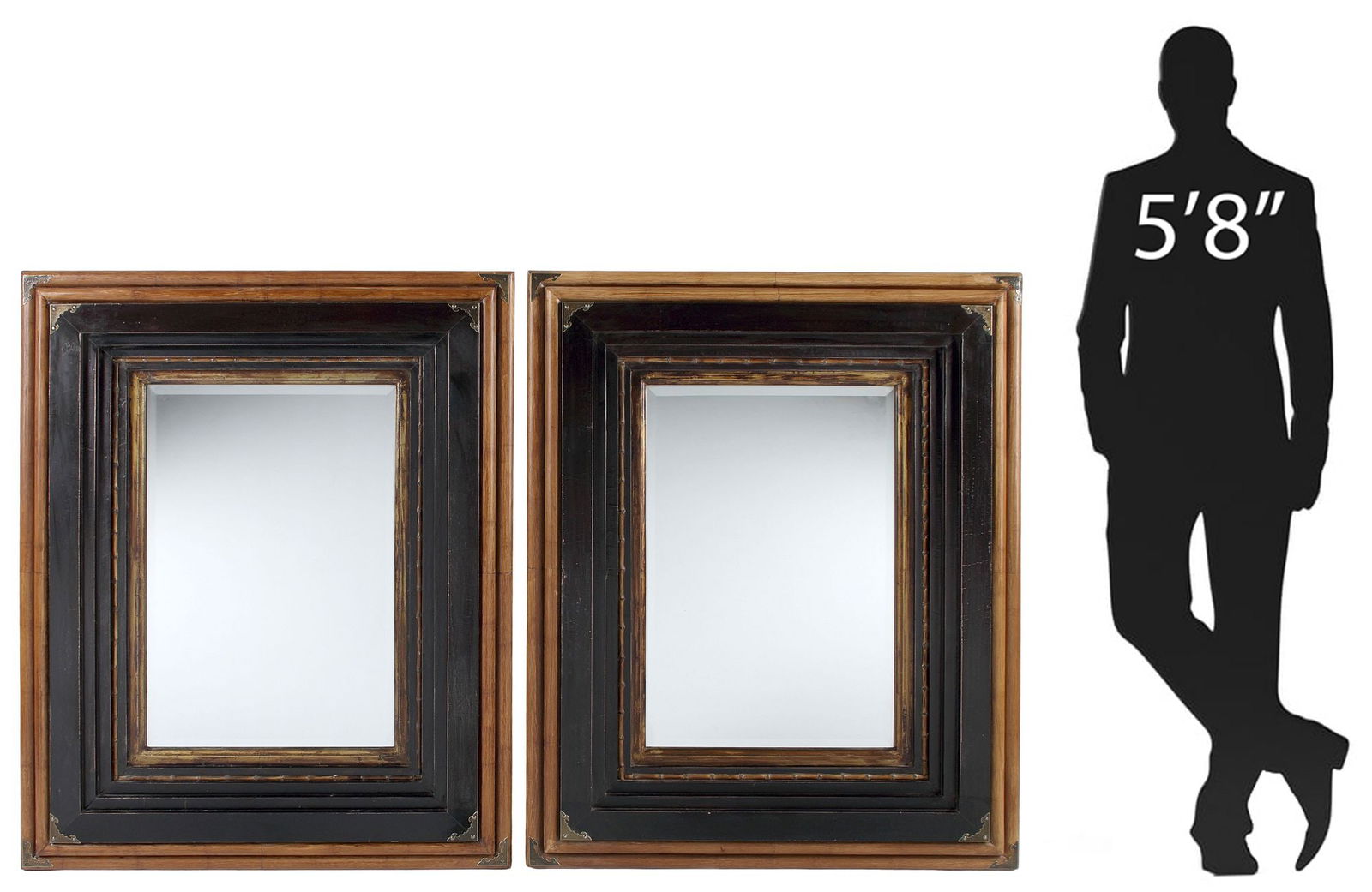 (2) PORTUGUESE STYLE BAMBOO-FRAMED MIRRORS, 47.5" X 37.5" (1 of 5)