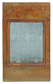 ITALIAN PAINTED CHERUBS RECTANGULAR MIRROR, 18TH C., 41"H