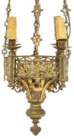 FRENCH GOTHIC REVIVAL GILT-METAL FOUR-LIGHT SANCTUARY LAMP