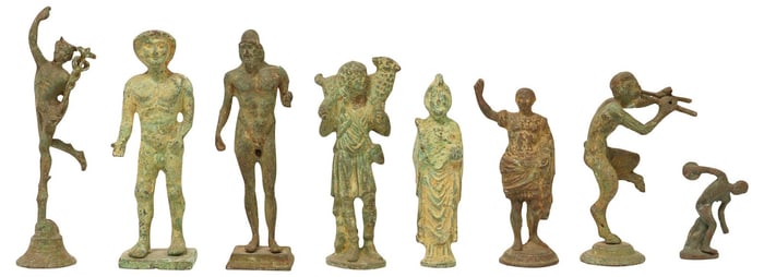 (8) CAST BRONZE FIGURAL SCULPTURES, REPLICAS OF THE ANTIQUE