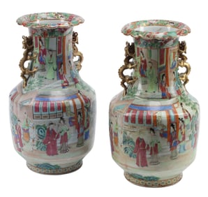 (2) CHINESE EXPORT CANTON FAMILLE ROSE VASES