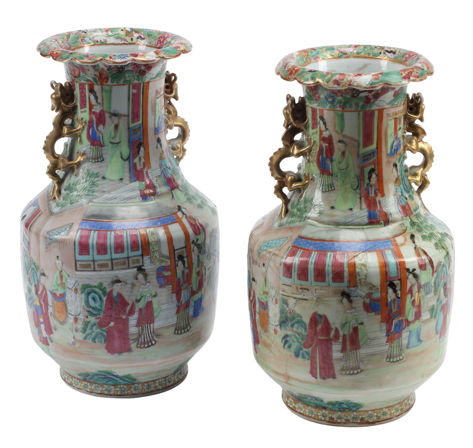 (2) CHINESE EXPORT CANTON FAMILLE ROSE VASES (1 of 6)