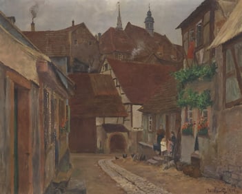 ADOLF LUNTZ (1875-1934) PAINTING OF WEINHEIM, GERMANY