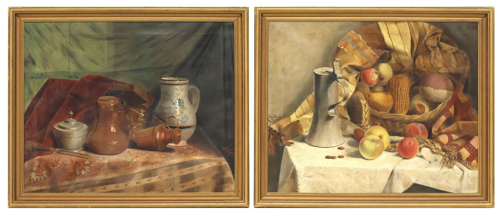 (2) CONTINENTAL SCHOOL (19TH C.) STILL LIFE PAINTINGS, 20.5" X 25" (1 of 6)