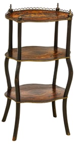 FRENCH NAPOLEON III EBONIZED & MARQUETRY-INLAID 3-TIER ETAGERE