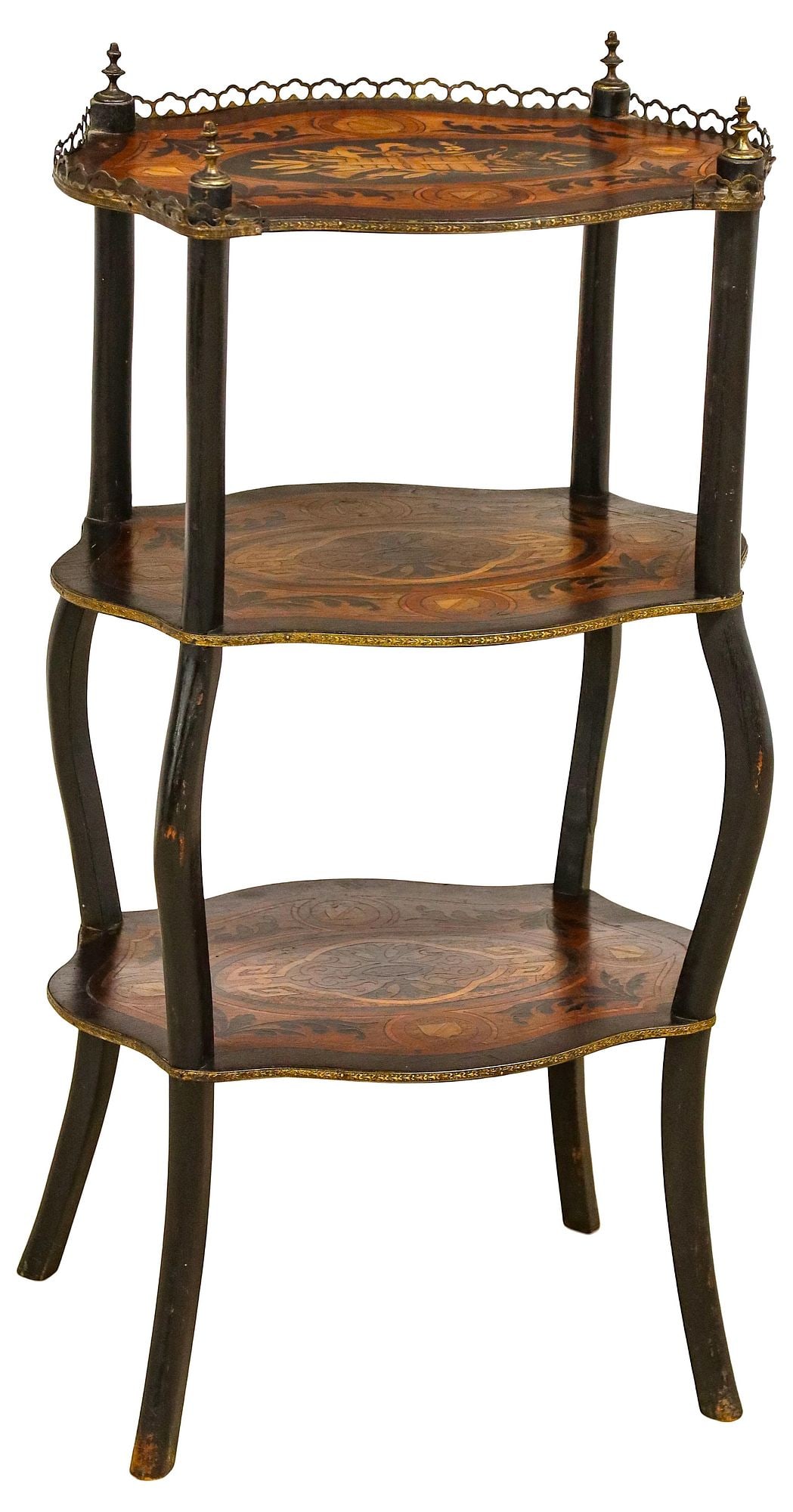 FRENCH NAPOLEON III EBONIZED & MARQUETRY-INLAID 3-TIER ETAGERE (1 of 4)