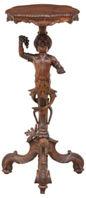 VENETIAN CARVED WALNUT FIGURAL PEDESTAL STAND