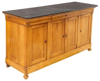 FRENCH LOUIS PHILIPPE PERIOD MARBLE-TOP FRUITWOOD SIDEBOARD