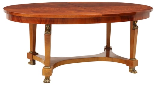 FRENCH EMPIRE STYLE MAHOGANY EXTENSION DINING TABLE