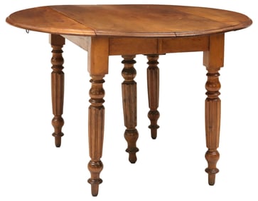 FRENCH PROVINCIAL CARVED WALNUT DROP-LEAF EXTENSION TABLE, 95"L