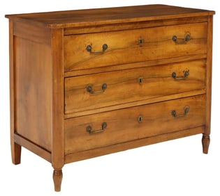 FRENCH LOUIS XVI STYLE WALNUT 3-DRAWER COMMODE