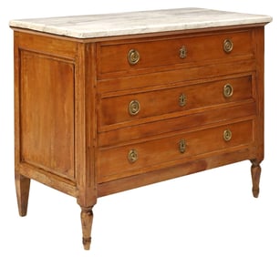 LOUIS XVI STYLE MARBLE-TOP MAHOGANY COMMODE