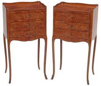 (2) FRENCH TRANSITIONAL STYLE THREE-DRAWER NIGHTSTANDS