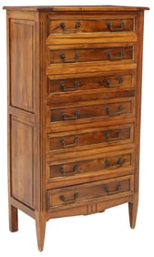 FRENCH LOUIS XVI STYLE WALNUT SEMAINIER/ CHEST OF DRAWERS