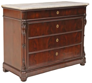 CONTINENTAL MARBLE-TOP MAHOGANY COMMODE