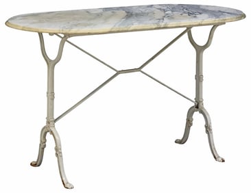 FRENCH MARBLE-TOP CAST IRON BISTRO TABLE