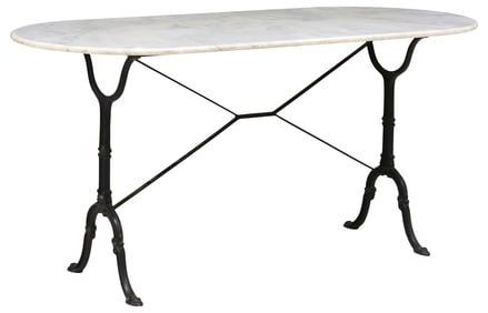 FRENCH MARBLE-TOP CAST IRON BISTRO TABLE