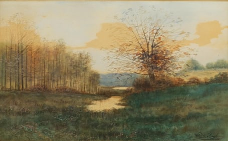 FRANCIS RAUL WATERCOLOR LANDSCAPE 'EVENING GLOW'