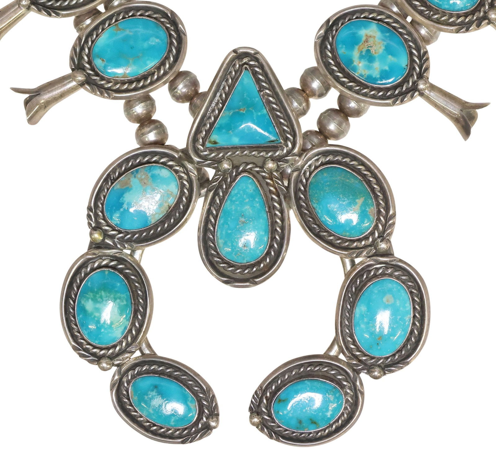 BENNY PINTO NAVAJO STERLING SILVER & TURQUOISE SQUASH BLOSSOM (1 of 7)