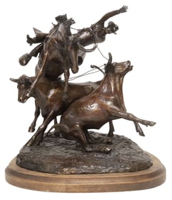 FRANK POLK (D. 2000) WESTERN BRONZE, 'EVERYWAY BUT LOOSE' #3/ 35