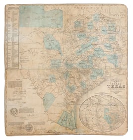 (3) SCARCE JACOB DE CORDOVA MAP OF TEXAS, 1854 EDITION