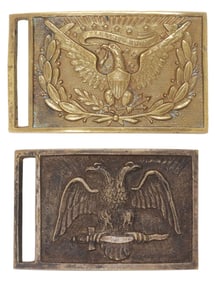 (2) U.S. CIVIL WAR OFFICER BELT BUCKLE & 19TH C. SCOTTISH RITE BELT PLATE