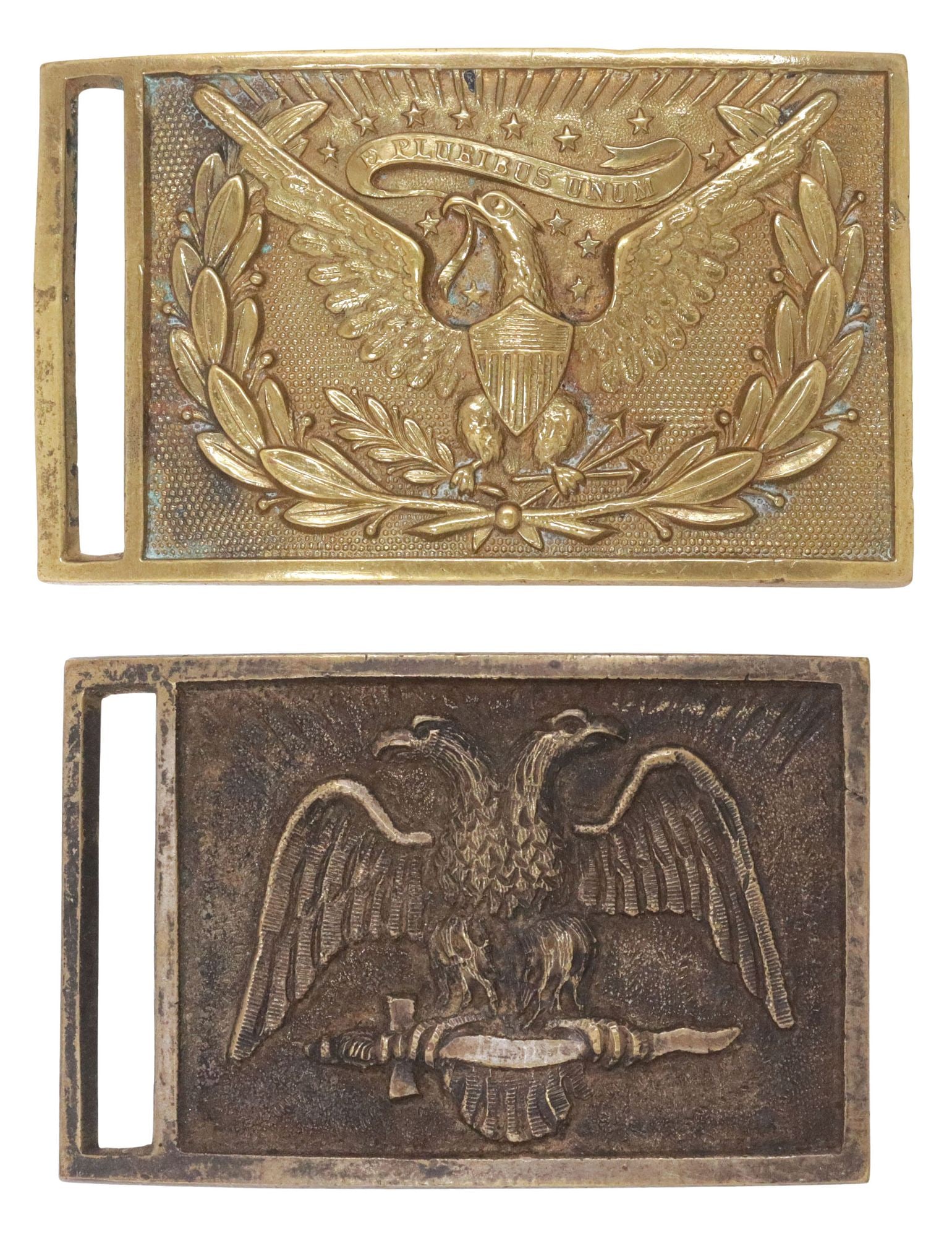 (2) U.S. CIVIL WAR OFFICER BELT BUCKLE & 19TH C. SCOTTISH RITE BELT PLATE (1 of 4)