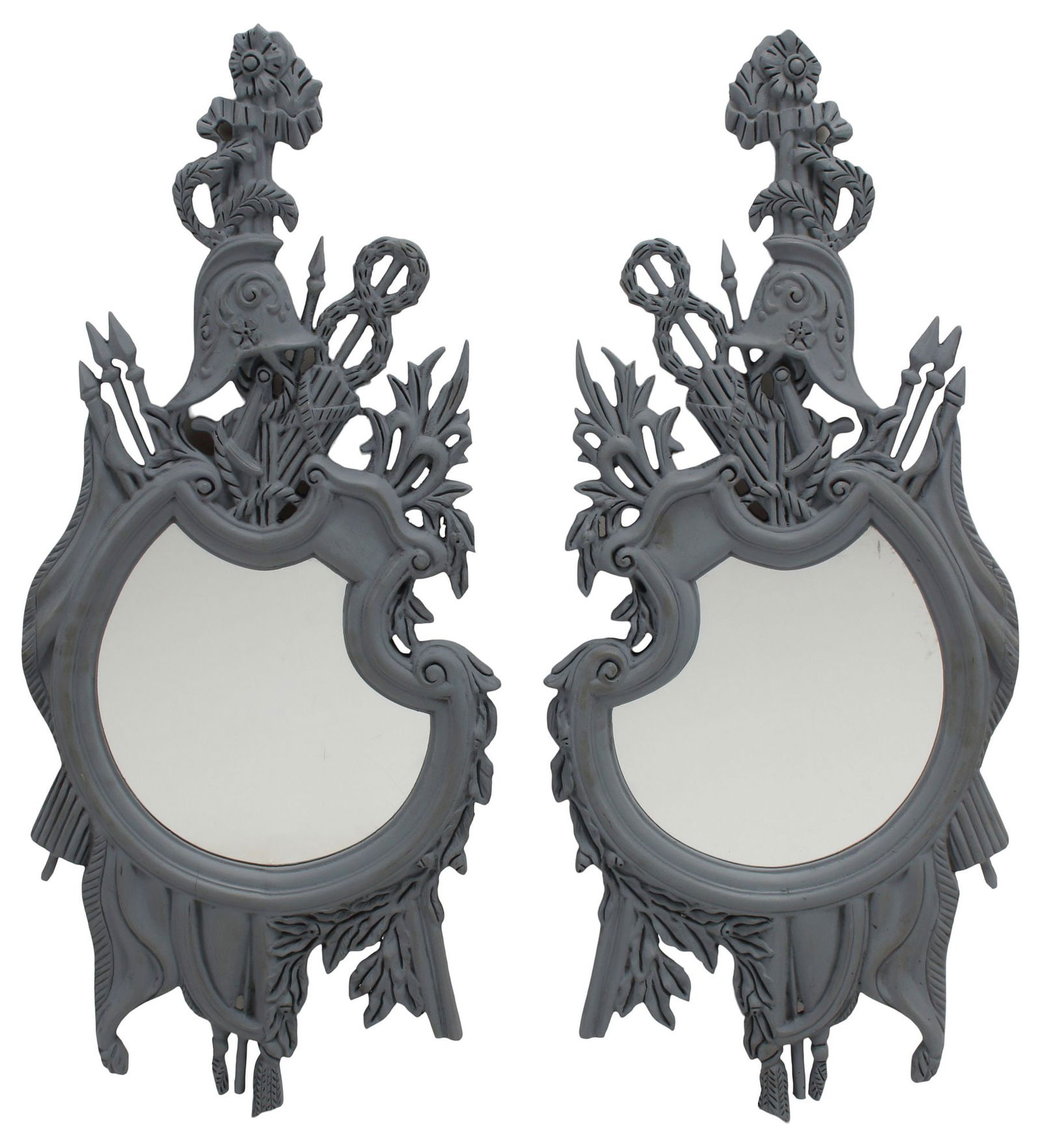 (2) GRAY-PAINTED MILITARY TROPHY MIRRORS (1 of 5)