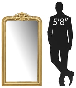 FRENCH LOUIS PHILIPPE GILT-PAINTED MIRROR, 59"H