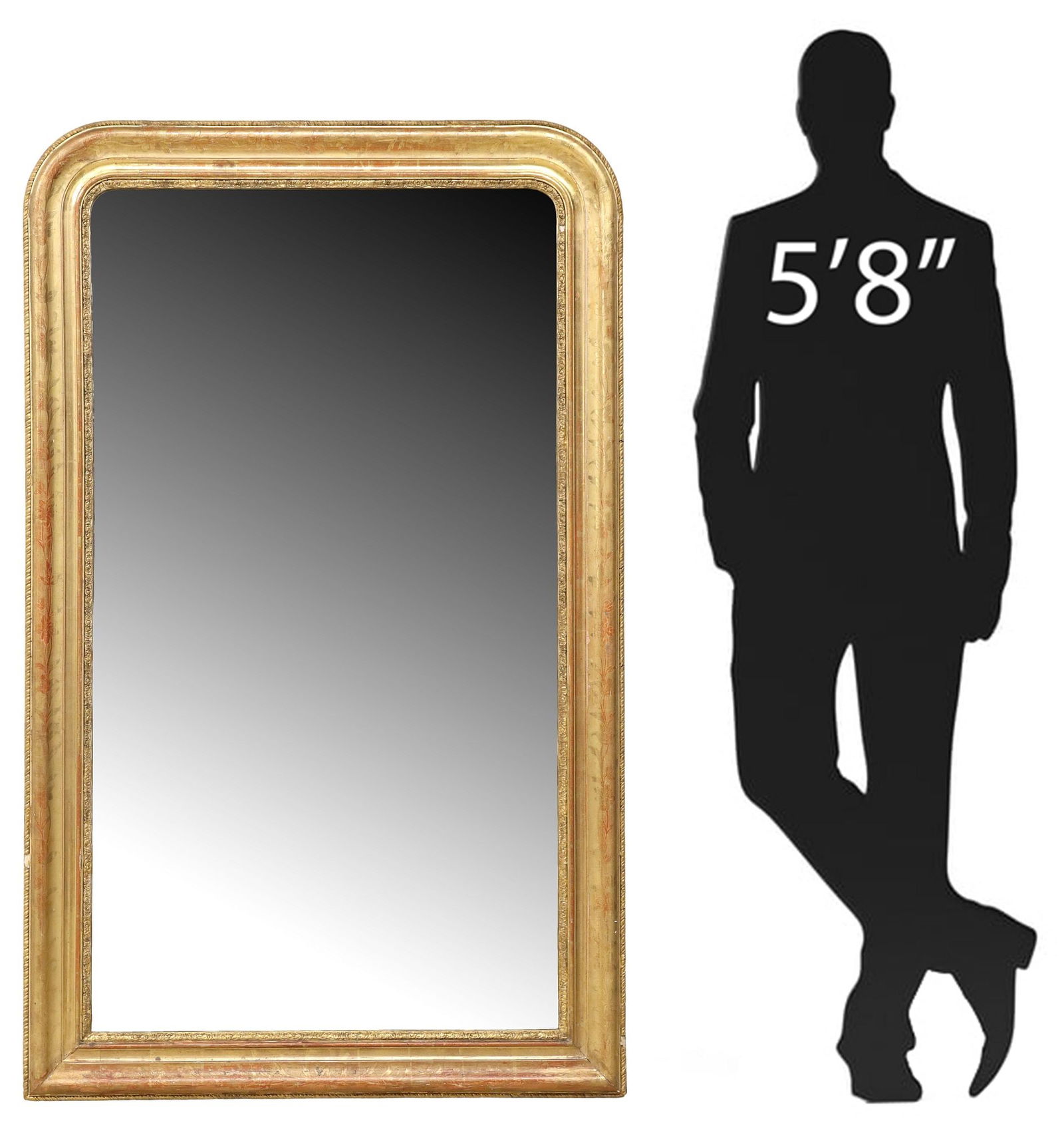 LARGE FRENCH LOUIS PHILIPPE PERIOD GILTWOOD MIRROR, 62" X 38" (1 of 3)