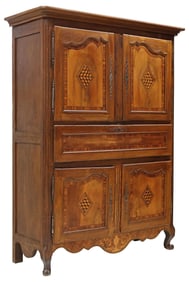 FRENCH PROVINCIAL LOUIS XV STYLE PARQUETRY WARDROBE CABINET