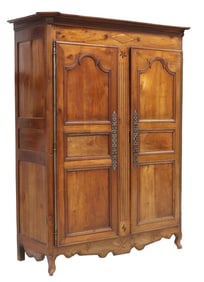FRENCH PROVINCIAL FRUITWOOD PARQUETRY ARMOIRE