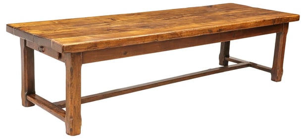 FRENCH PROVINCIAL OAK FARMHOUSE TABLE, 19TH C., 115"L
