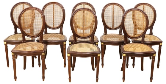 (8) FRENCH LOUIS XVI STYLE CANED DINING CHAIRS