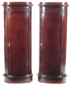 (2) BIEDERMEIER STYLE PARCEL-EBONIZED MAHOGANY PEDESTAL CABINETS