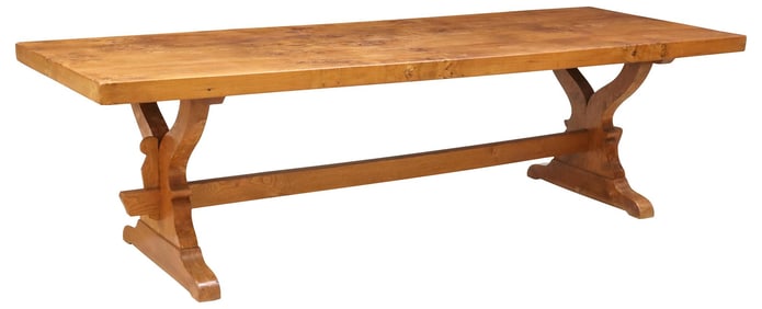 FRENCH PROVINCIAL ELM REFECTORY TABLE, 106.5"L