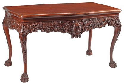 GEORGE II STYLE CARVED MAHOGANY LIBRARY TABLE