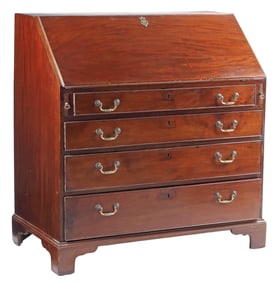 ENGLISH GEORGE III PERIOD SLANT-FRONT MAHOGANY BUREAU