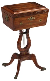 ENGLISH REGENCY BRASS-INLAID ROSEWOOD TEAPOY