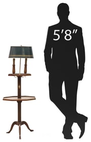 FRENCH BOUILLOTTE-STYLE MAHOGANY 2LT TIERED FLOOR LAMP