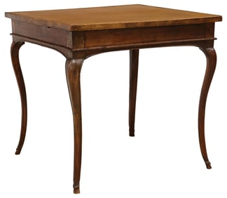 FRENCH PROVINCIAL LEATHER-TOP OAK CARD TABLE