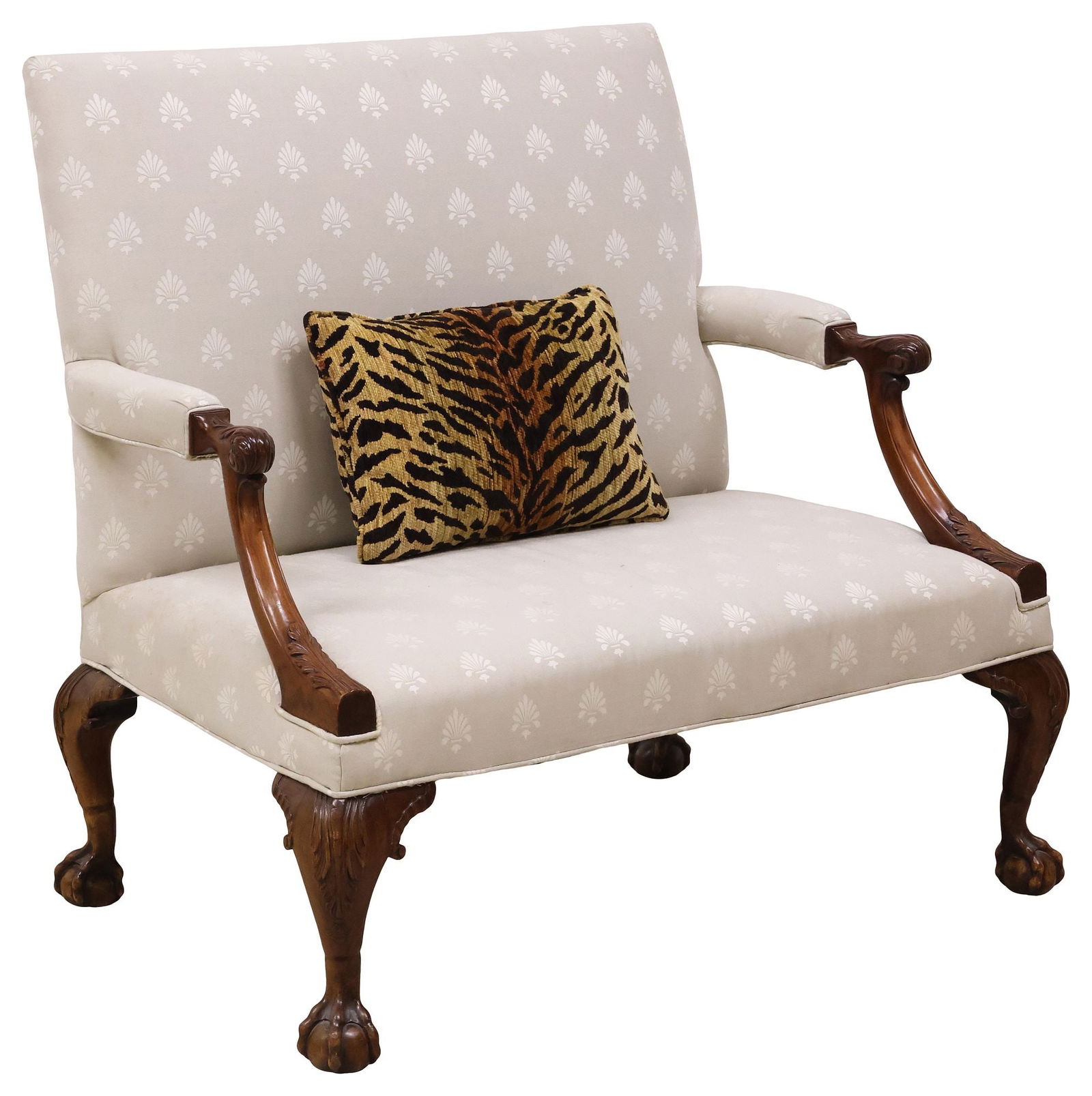 ENGLISH CHIPPENDALE STYLE MAHOGANY HIGHBACK SETTEE (1 of 4)