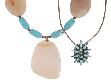 (2) SOUTHWEST BEADED PENDANT NECKLACES