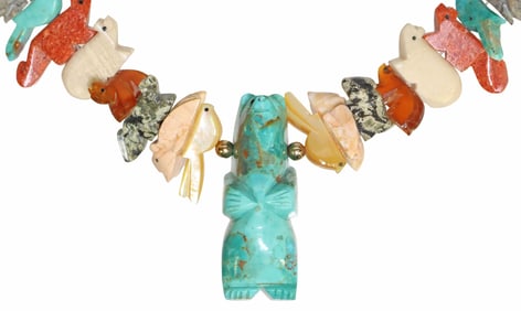 SOUTHWEST STYLE MULTI-STONE FETISH NECKLACE