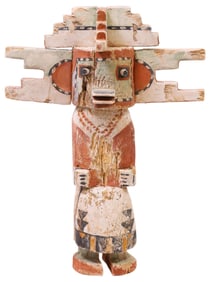 NATIVE AMERICAN STYLE CARVED & PAINTED KACHINA-FORM DOLL